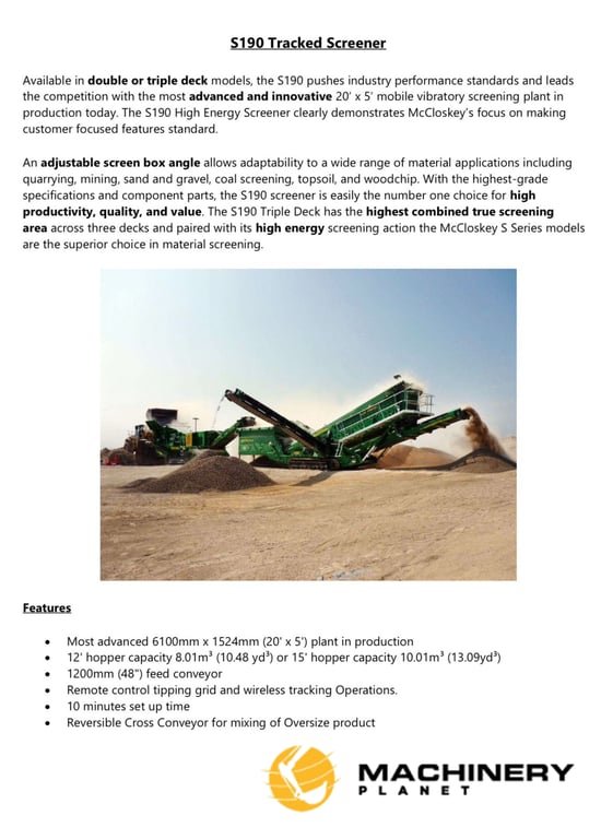 McCloskey S190 Tracked Screener S190 2024 2