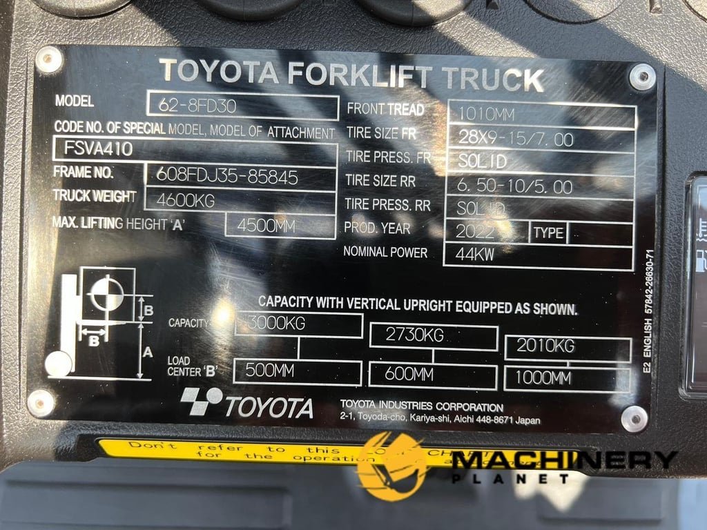 2022 TOYOTA FORKLIFT 62-8FD30 62-8FD30 2022 1 Forklift