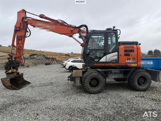Hitachi zx145W wheeled machine w/ rototilt w/grab box, san zx145W wheeled machine w/ rototilt w/grab box, san 2020 2 Wheel...